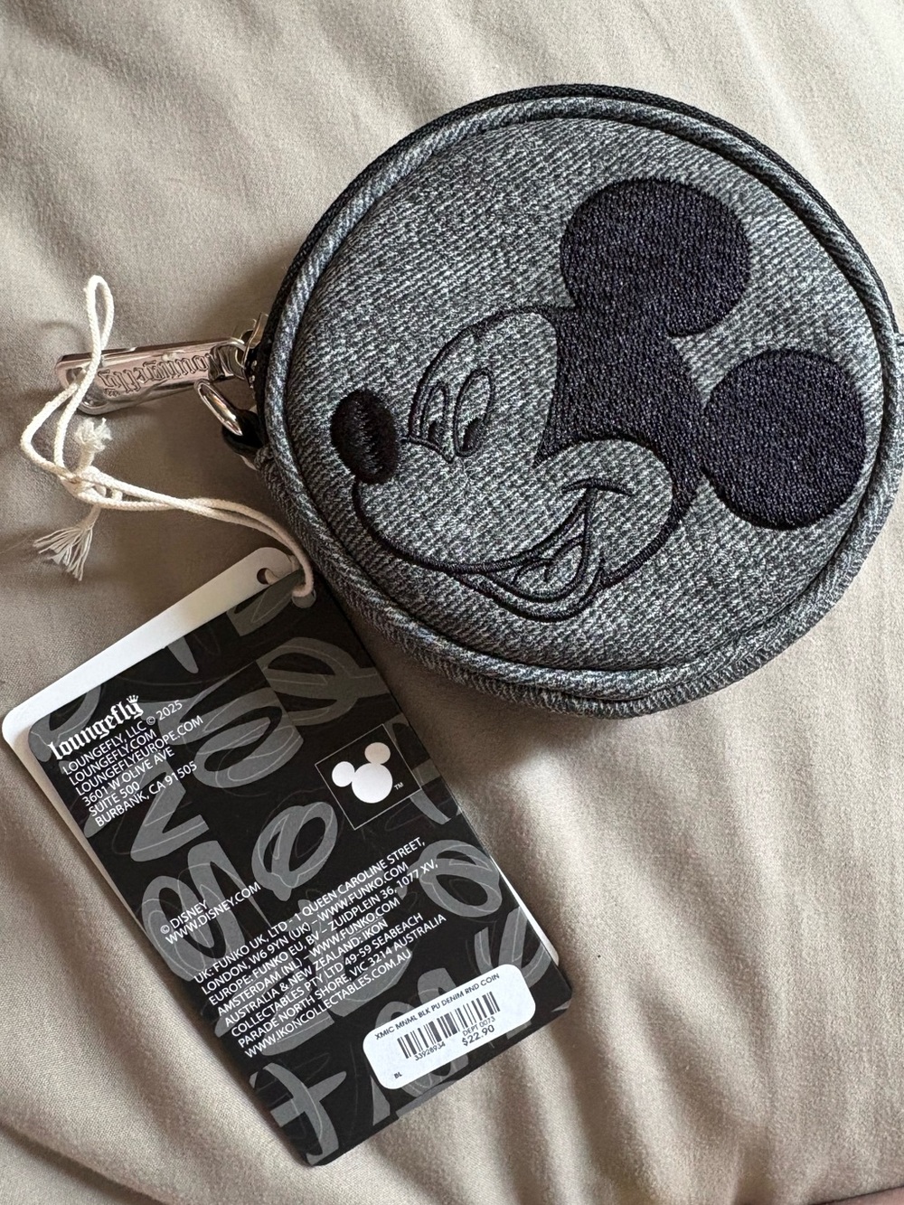 🔥Loungefly Disney Mickey Mouse Gray Round Coin Purse